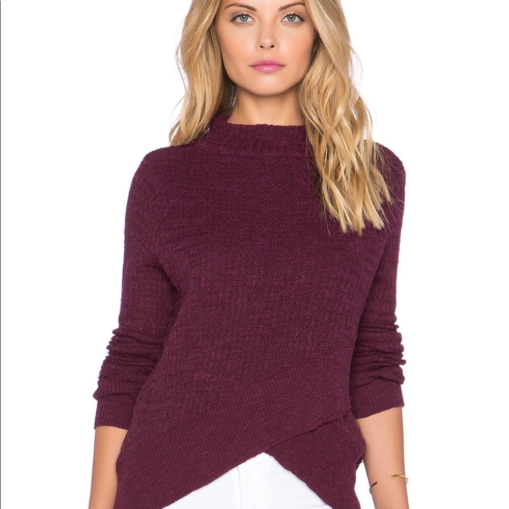 ✨FREE people mock neck wrap sweater,plum color ✨ ✨